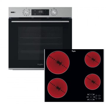 Whirlpool OMSK58HU1SX + AKT 8090 LX Φούρνος άνω Πάγκου 71lt με Κεραμικές Εστίες Π59.5εκ. Inox